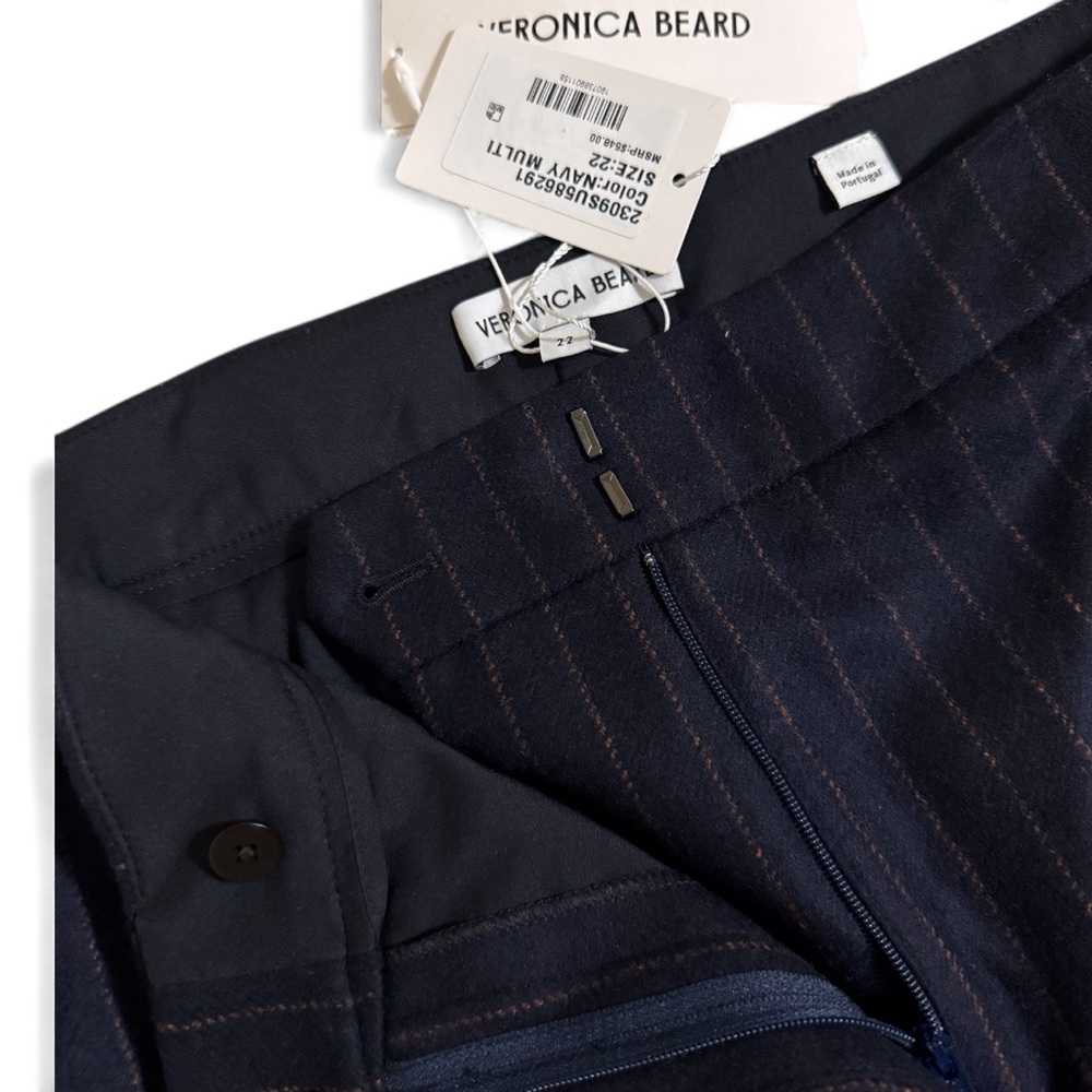 Veronica Beard NWT Navy Pinstripe Wide Leg Pants - Picture 4 of 4